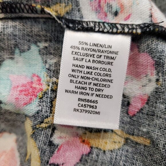 Abound Linen Blend Floral Blazer Jacket Ruffle Whimsigoth Cottagecore Fairy - Picture 11 of 11